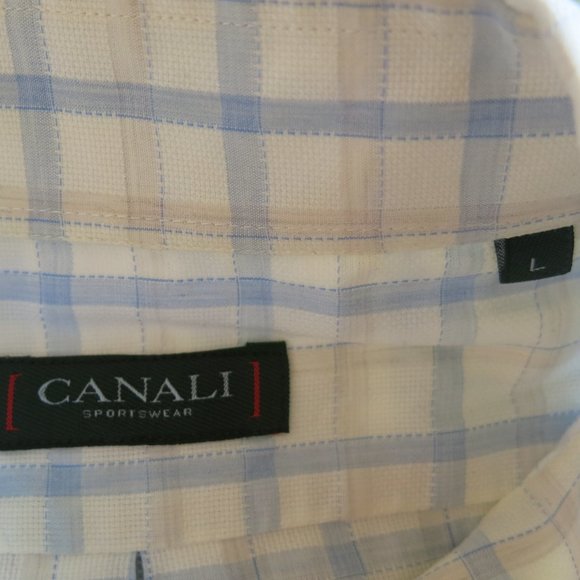 Canali 100% Cotton Checks Plaids Button Down Long Sleeve Shirt - Size Large - Picture 5 of 6